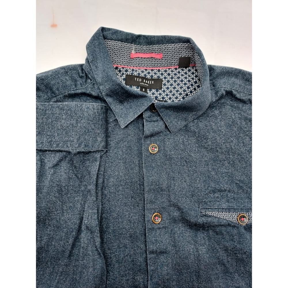 Ted Baker London Mens Button Down Shirt Size 5 Blue Patterned Casual